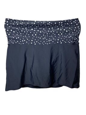 Swan Hi Waist Beach Swim Skirt Built in underwear Sz 12 Black White Polka Dots